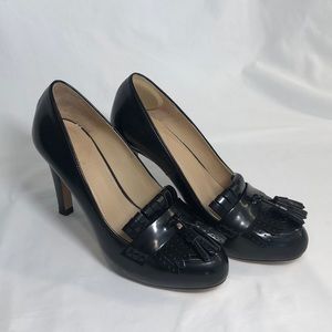 Massimo Dutti black pumps with fringe & tassels